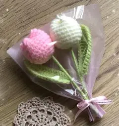 枯れないお花 花束ブーケ【チューリップ白ピンクセット】ギフトやフォトにも