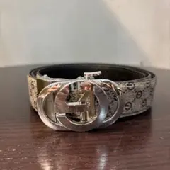 GUCCI GGキャンバス ベルト シルバー