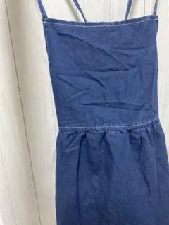 ダークブルー デニム レースアップドレス Lサイズ