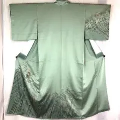 B204 正絹 訪問着 地模様 一部柄刺繍 枝柄 極美品