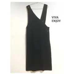 VIVA ENJOYジャンパースカート　オーバーオール　サロペット　黒a4249