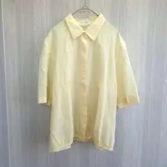 MISSA トップス シャツ ポロシャツ ブラウス 半袖 綿 イエロー M〜L