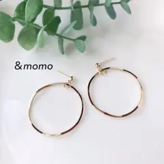 48 ウェーブフープ ゴールド ハンドメイド ピアス イヤリング シンプル