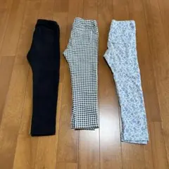 UNIQLO レギンス 3点セット 100cm 花柄　黒　ギンガムチェック