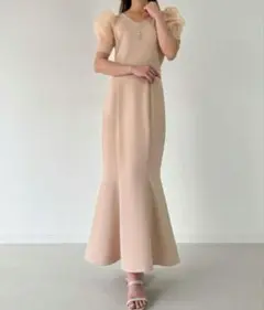【あやかちゃんコラボ】パワショルVネックマーメイドワンピース JUNOAH