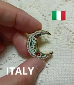モザイク ITALY 三日月型 ブローチ