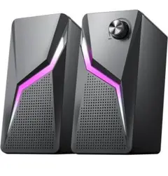 スピーカー PC ゲーミングスピーカー 有線 RGBライト付 3.5mmケーブル