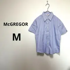マクレガー　McGREGOR M シャツ　チェック　襟　ブルー白　青