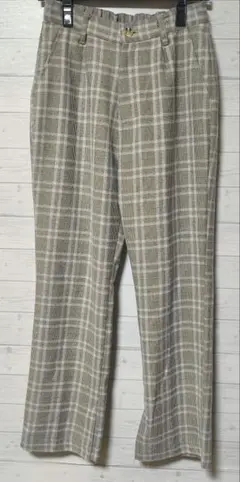 グリーム gleam グレー ベージュ チェック柄 パンツ レディース F