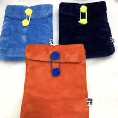 【未使用】トフト　留め具ケース　３点セット　オレンジ　ネイビー　ライトブルー