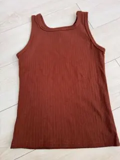 テラコッタ色リブ編みノースリーブ2way