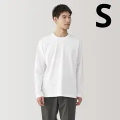 無印良品　クルーネック長袖Ｔシャツ紳士Ｓ・白