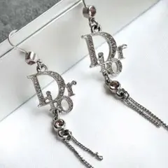 Dior ディオール トロッター ラインストーン フックピアス シルバー ピンク