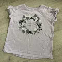 Tシャツ 肩リボン パープル 100