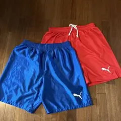 PUMA サッカーパンツ 青 赤 セット　Mサイズ