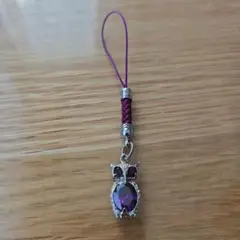 フクロウ型ストラップ アメジスト