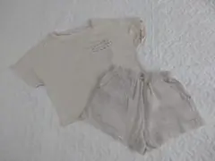 Bisque びすく Tシャツ リネンボタン ショートパンツ セット XS
