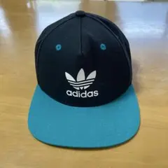 adidas フリーサイズ キャップ 黒/ターコイズ