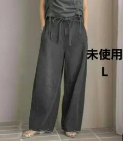 未使用 ローリーズファーム イージーバレルデニムパンツ L ブラック