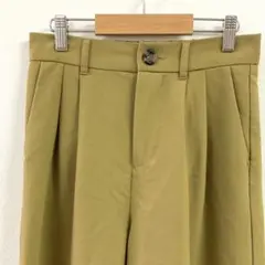 レディース　スラックス　タックパンツ　マスタード　くすみイエロー　M