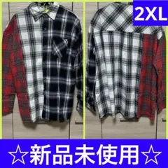 メンズ シャツ 長袖 チェック カジュアル タグ付き 2XL【新品未使用】