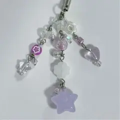 むらさき　キーホルダー　じゃらじゃら