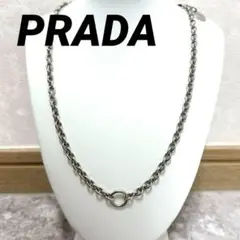 プラダ PRADA　ネックレス　シルバーメタル　リボン　チョーカー　ブラック