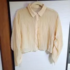 シースルークリーム色 長袖シャツ Fサイズ