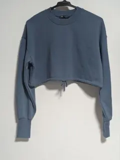 ZARA クロップド トレーナー ブルー系　L　丈短め約40cm