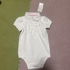 ホワイト ポロシャツスタイルロンパース