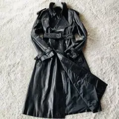 漢の戦闘服✨美品 レザートレンチコート 2WAY ダブル 艶感 黒 L 大きめ