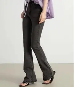 レディース 美シルエットフレアハイウエストデニムパンツ ブーツカット ストレッチ