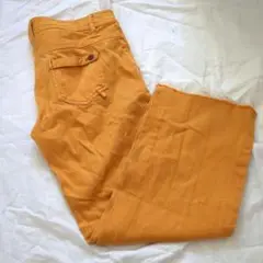 【美品】EASTBOYカラーデニム13号山吹色切りっぱなし綿100黄色系春夏映え