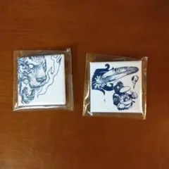 寺田克也 青色の虎と鳥のピンバッジセット