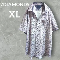 美品✨7DIAMONDS【XL】花柄 半袖シャツ 小花柄 柄物 ピンク 海外