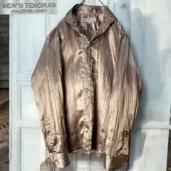 MEN'S TENORAS プリーツ 開襟シャツ パジャマシャツ シワ加工 M
