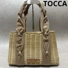 【TOCCA】 美品トッカ　ハンドバッグ　カゴバッグ　リボン　ゴールド金具　ロゴ