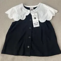 黒白襟付きトップス 90cm