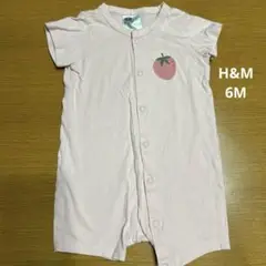 H&M ストロベリー柄半袖ロンパース 6か月 ピンク