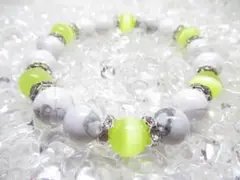 ★【イエローキャッツアイ×ハウライト】天然石ブレスレットパワーストーン