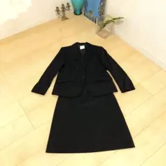 美品大きいサイズ 組曲 ウール・絹混 セットアップ 濃紺 13号 サイズ5
