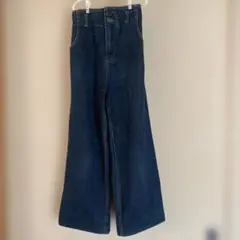 【美品】イング　ハイウエスト ダークブルーデニム ワイドフレア