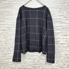 エンスイート✨チェック柄 長袖トップス 黒×ベージュ L カジュアル　シンプル