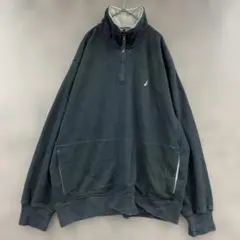 訳アリ ノーティカ メンズパーカー XL 黒 ハーフジップ ポケット【5391】