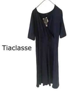 Tiaclasse 新品タグ付き　カシュクールワンピース　ネイビー　膝丈　半袖