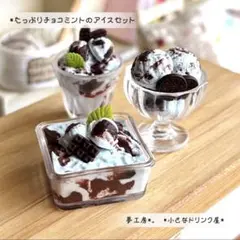216 ＊たっぷりチョコミントのアイスセット＊　ミニチュアスイーツ　リカちゃん