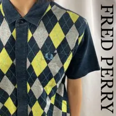 ☆希少☆FRED PERRY フレッドペリー 比翼 アーガイル柄 半袖シャツ M