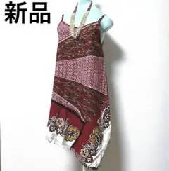 新品　アフリカン　アシメントリートップス　綿