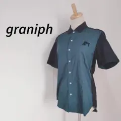 graniph/グラニフ 半袖シャツ S 青/黒 おしゃれ　かわいい　シンプル