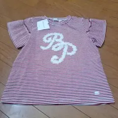 ベベ 赤と白ストライプ Tシャツ 130cm 新品